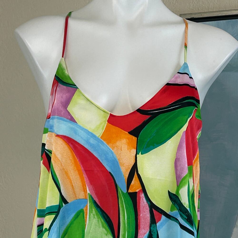 Nicole Miller NY Maxi Dress Abstract Print Satin Multicolor size Large NWT - Picture 3 of 9